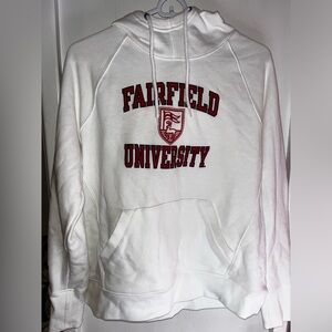 Champion’s White&Red Fairfield University Hoodie Red Lettering Size L